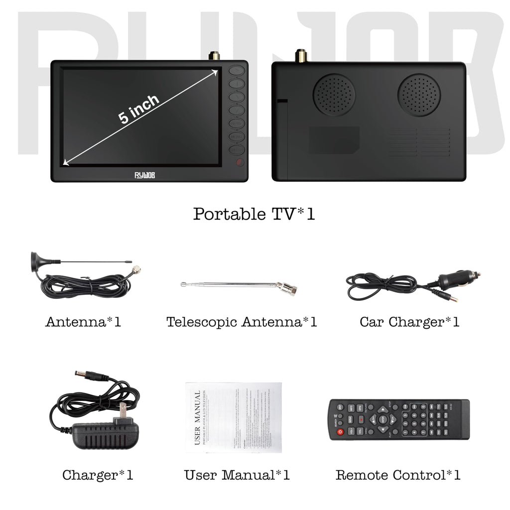 5" Portable Digital ATSC TV with Stand T297