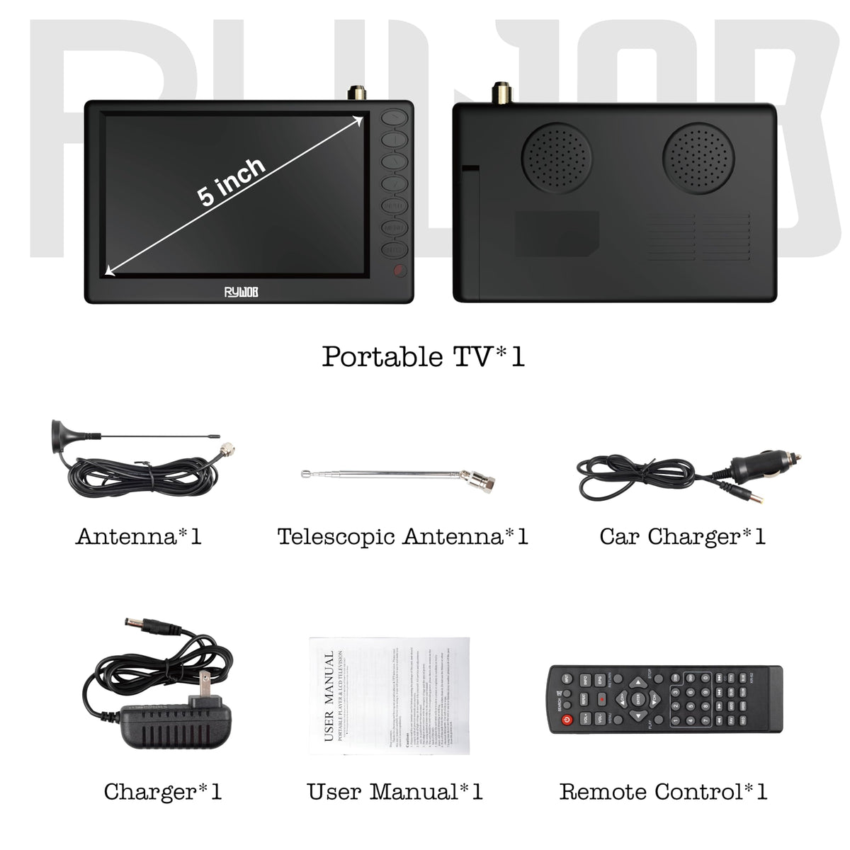 5" Portable Digital ATSC TV with Stand T297