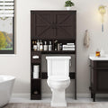 Over The Toilet Storage Cabinet with 2 Barn Doors, Walnut Z3299