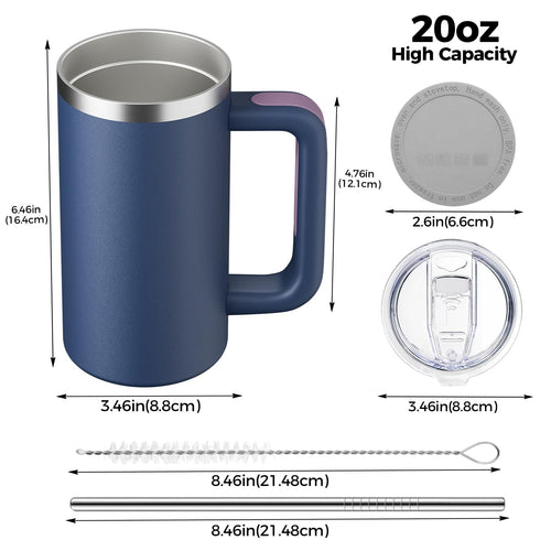 20oz Insulated Coffee Mug With Handle Ocean Blue N48289