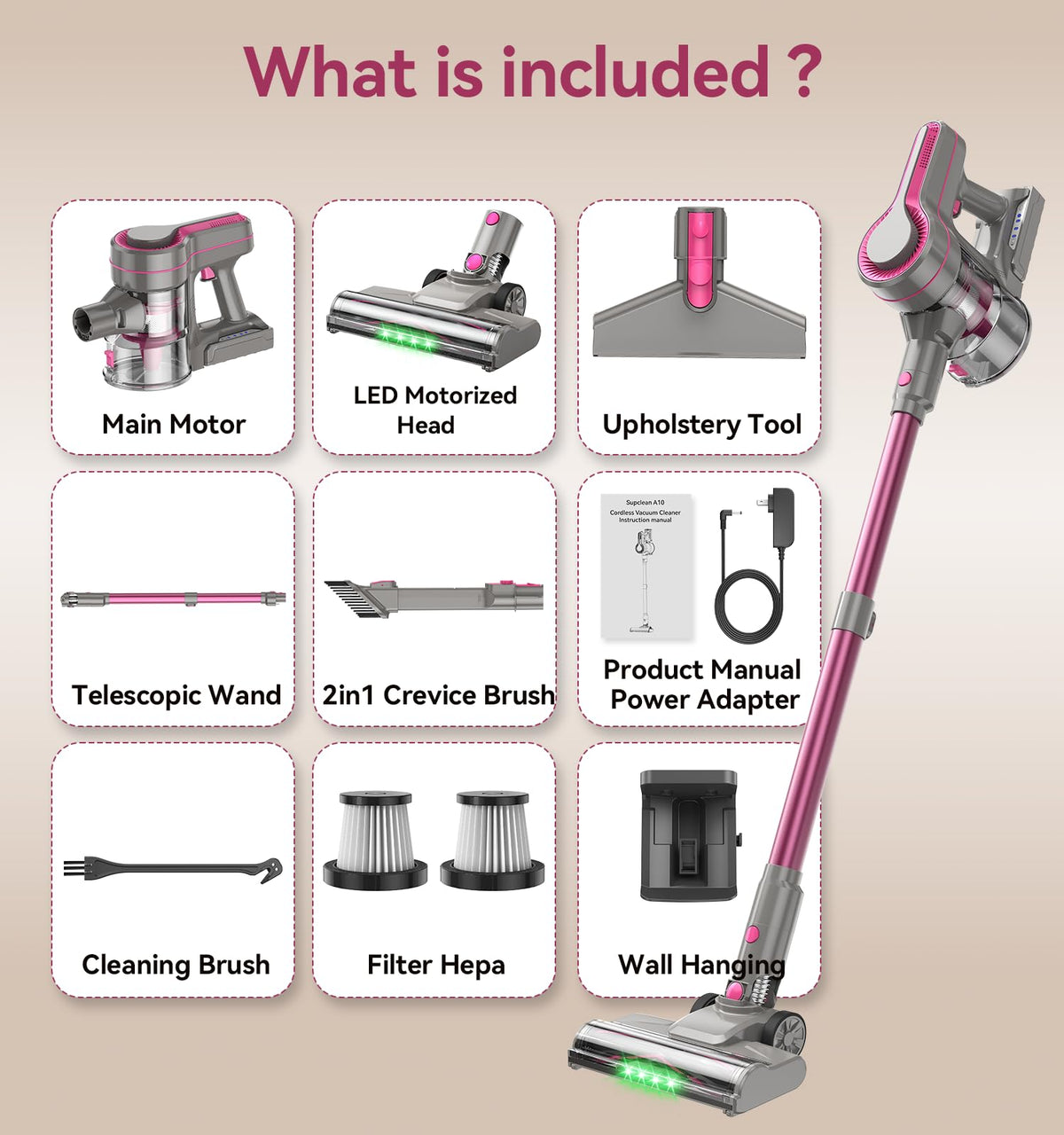 600W/50Kpa Cordless Stick Vacuum Cleaner E923321