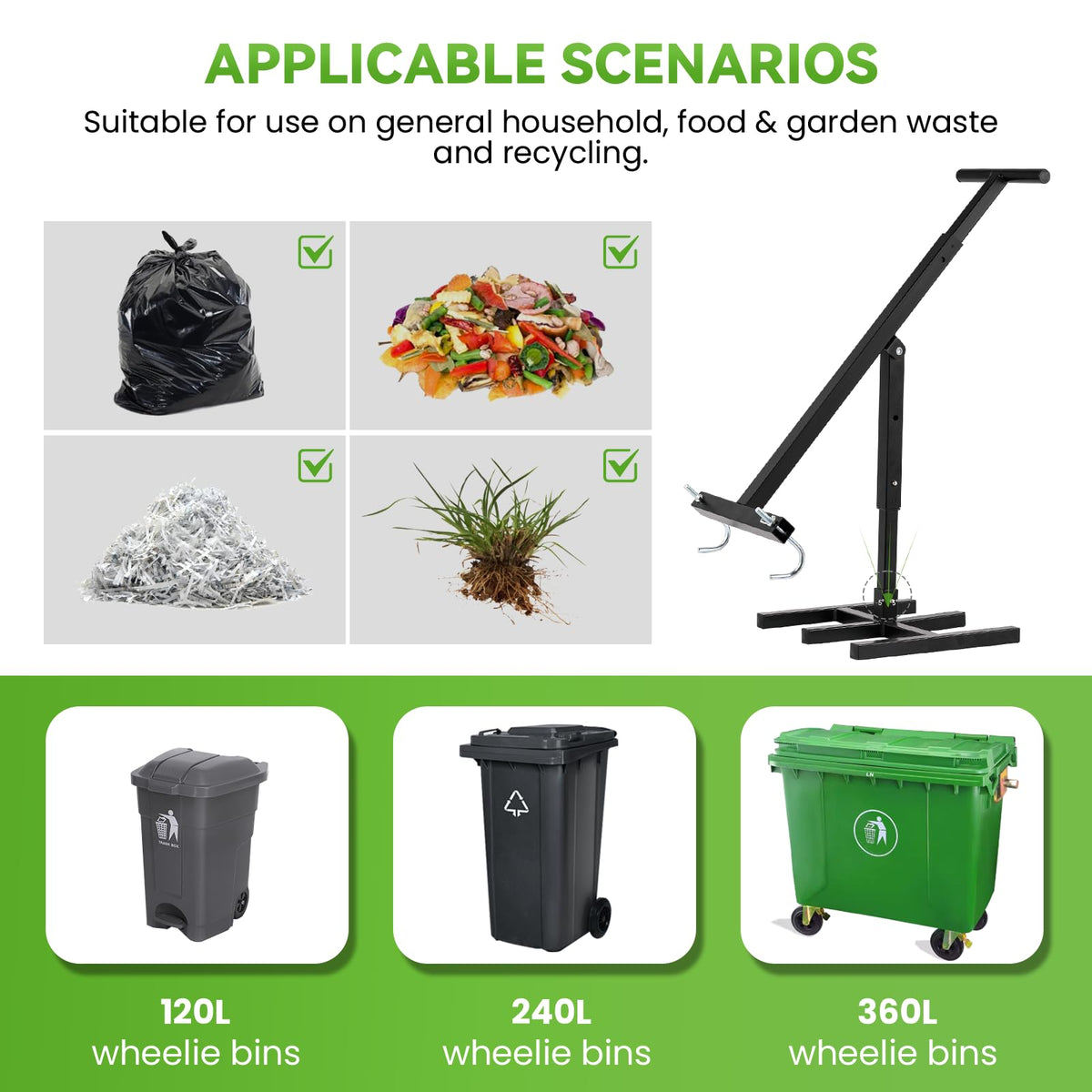 Manual Trash Compactor with Adjustable Handle O4825
