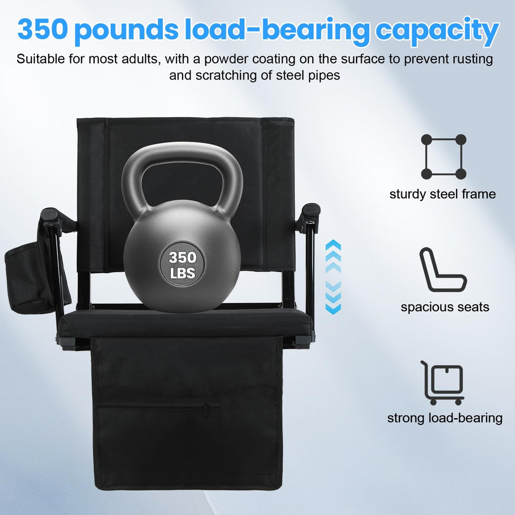 2 Pcs Folding Stadium Seat with Back Support and Cushion L9324