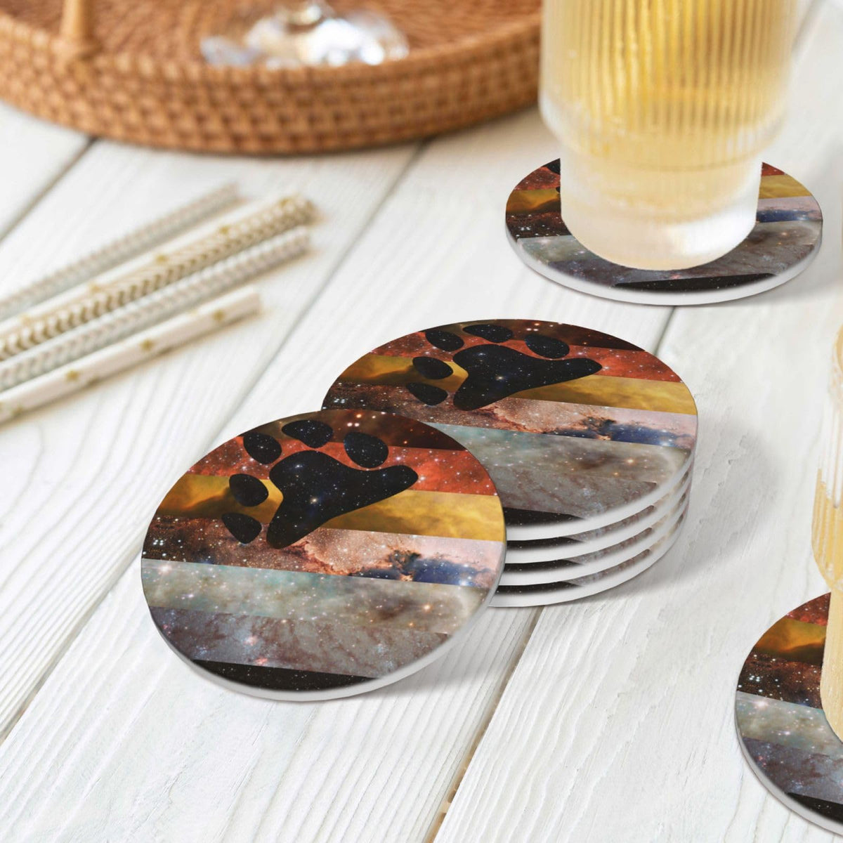Ceramic Coaster Set Non-Slip Cork Base U1026