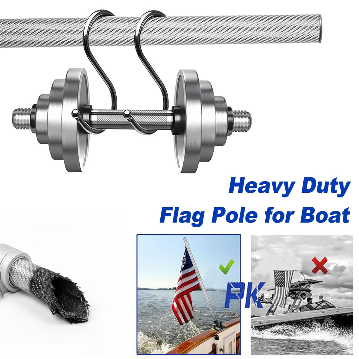 2/2.5FT Carbon Fiber Boat Flag Pole W618
