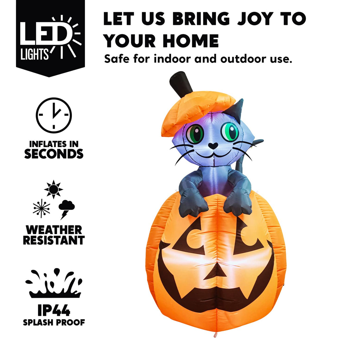 5 FT Animated Pumpkin Inflatable with LEDs O781361