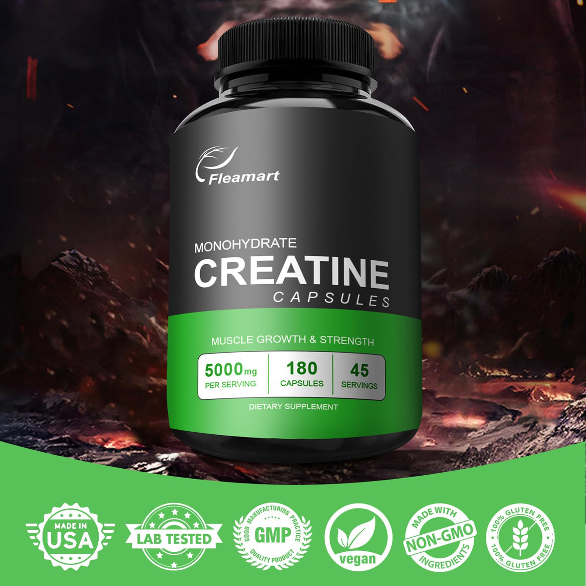 Micronized Creatine Monohydrate 5000mg 180 Capsules A5758