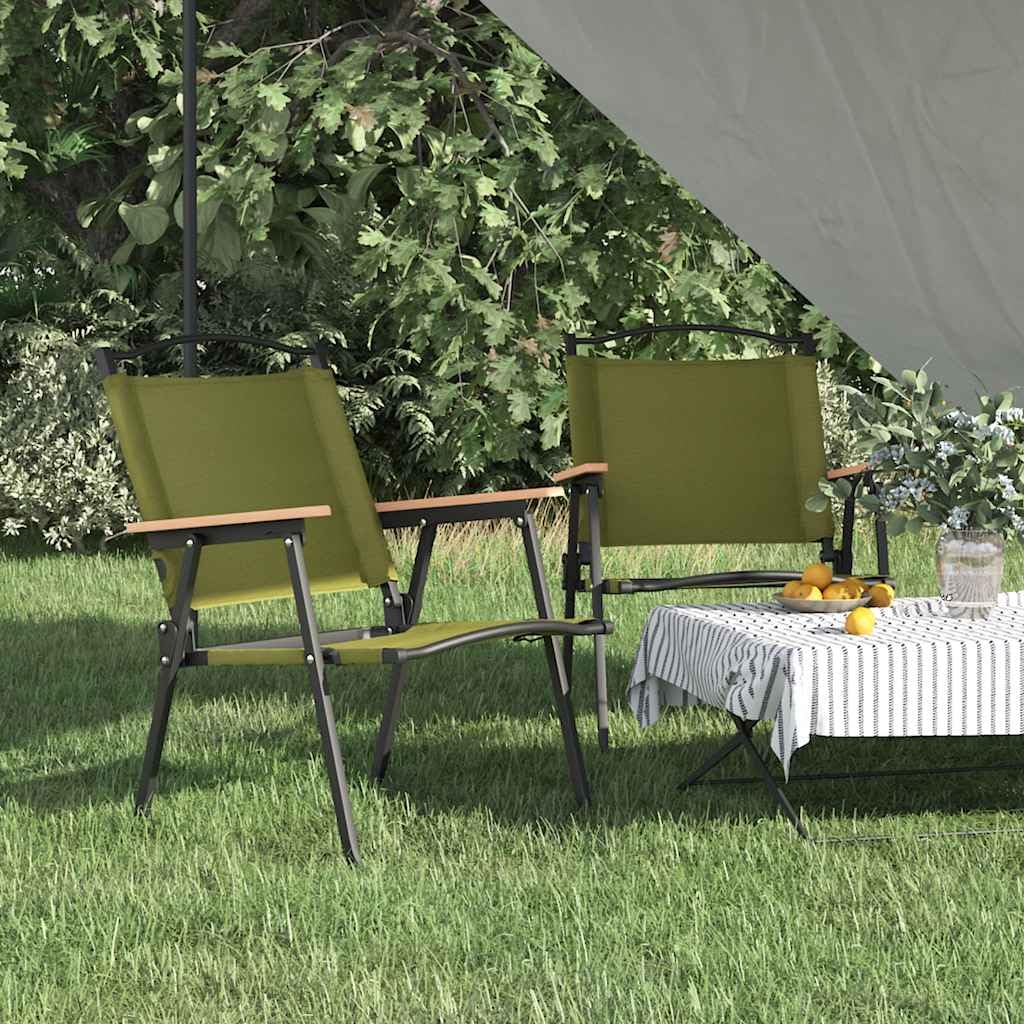 Foldable Camping Chairs 2 Pack Green Oxford Fabric V1162