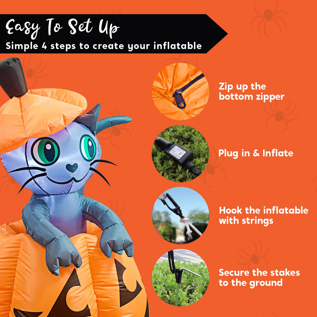 5 FT Animated Pumpkin Inflatable with LEDs O781361