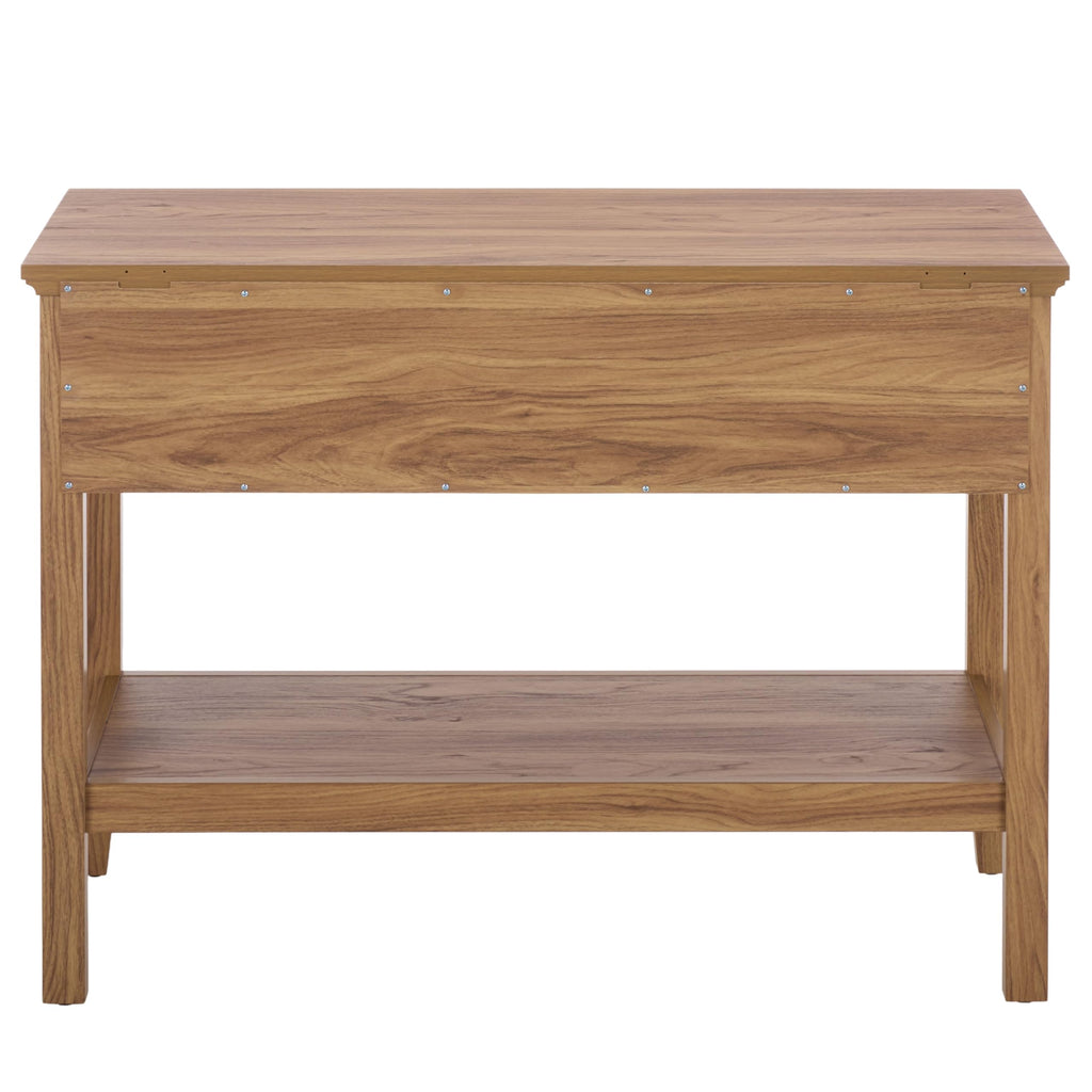 Oak 2-Drawer Console Table with Shelf Storage I21153