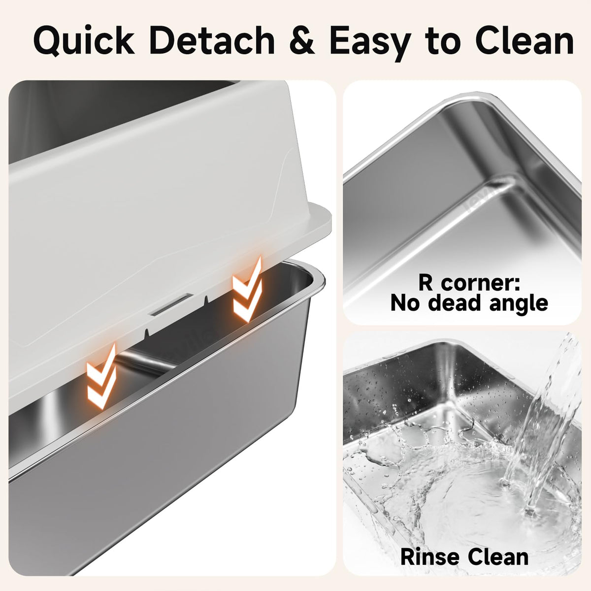 2 Pack XL Stainless Steel Litter Box with High Sides A917346