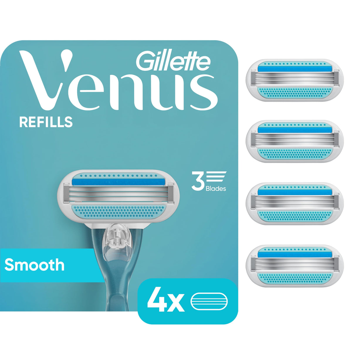 Women's 3 Blade Razor Refills, 4 Count D380