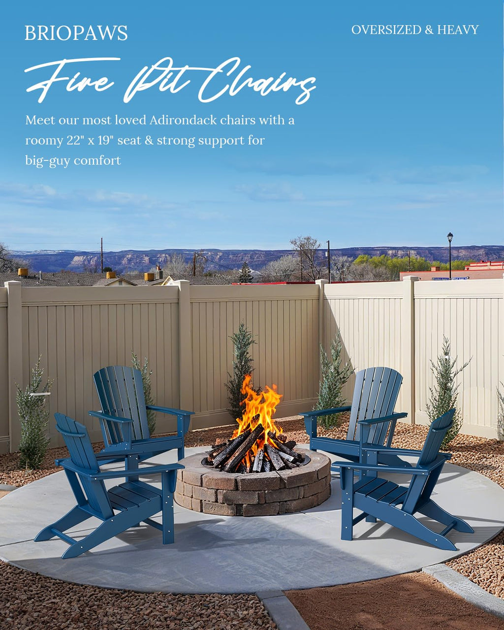Oversized Adirondack Chairs Set of 2 Blue T328