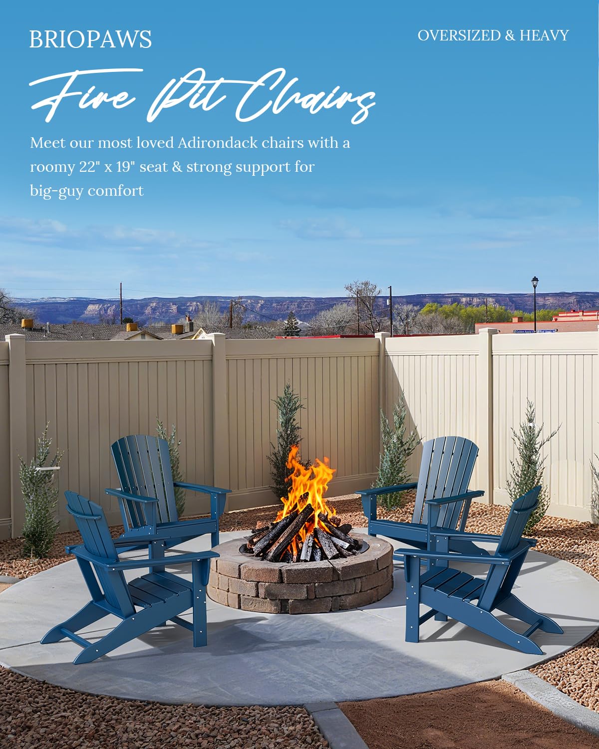 Oversized Adirondack Chairs Set of 2 Blue T328