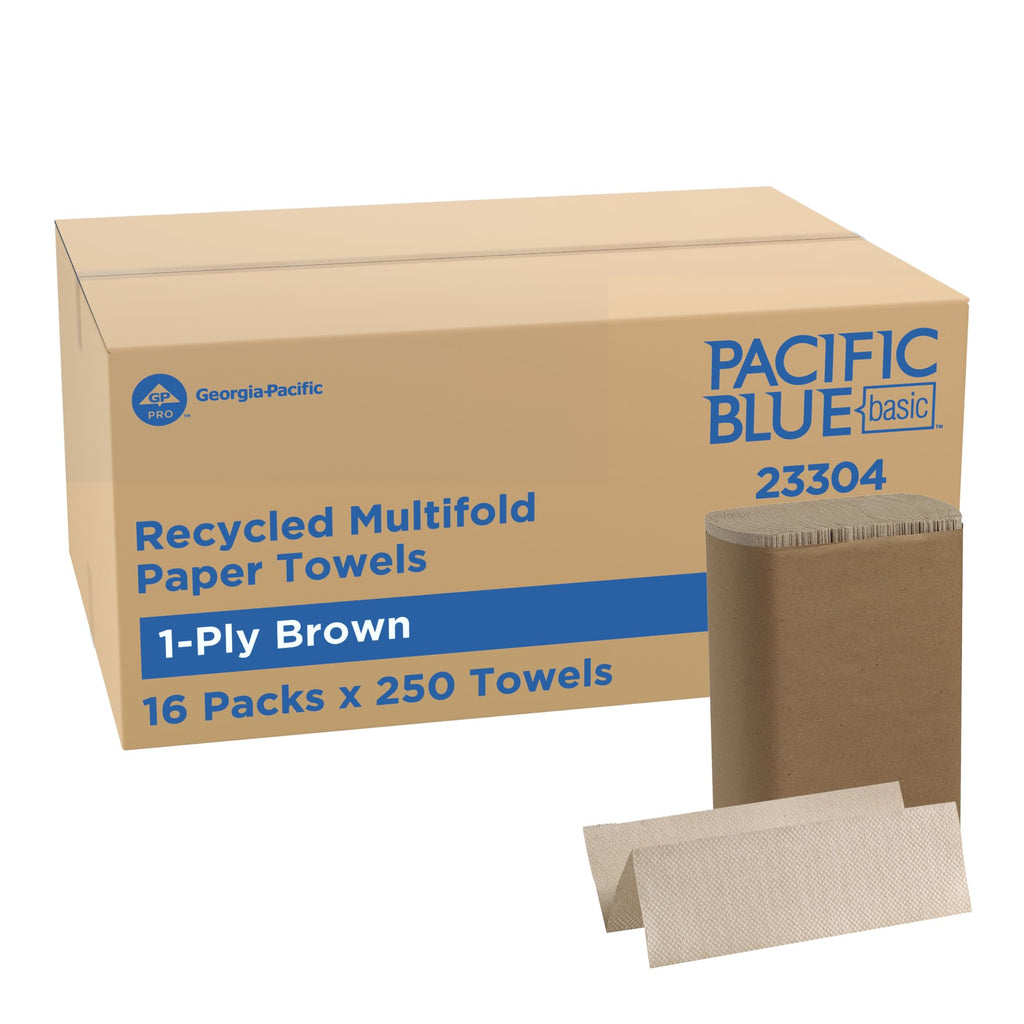 Brown 1-Ply Multifold Paper Towels, 250 Per Pack, 16 Packs H839415