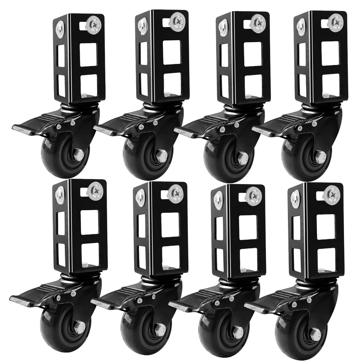 3" Heavy Duty Locking Caster Wheels, 8 PCS, 1000LB Capacity, Black E43464