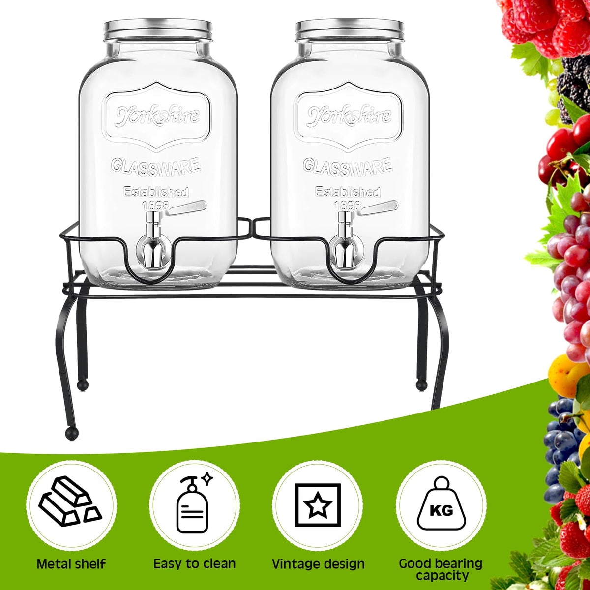 2 Gallon Black Metal Beverage Dispenser with 2 Compartments O65748