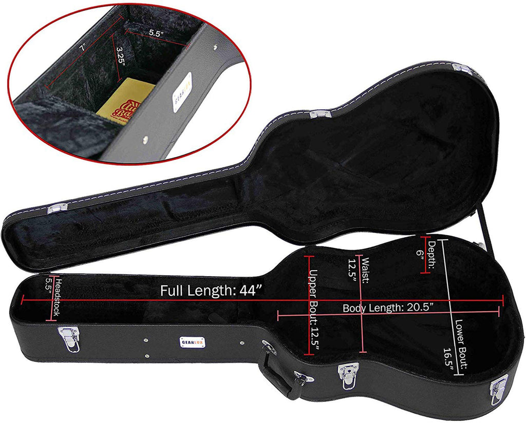 Black Acoustic Guitar Hardshell Case with Accessory Compartment O23181