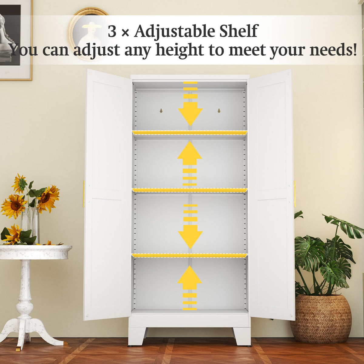 White Metal Storage Cabinet U238