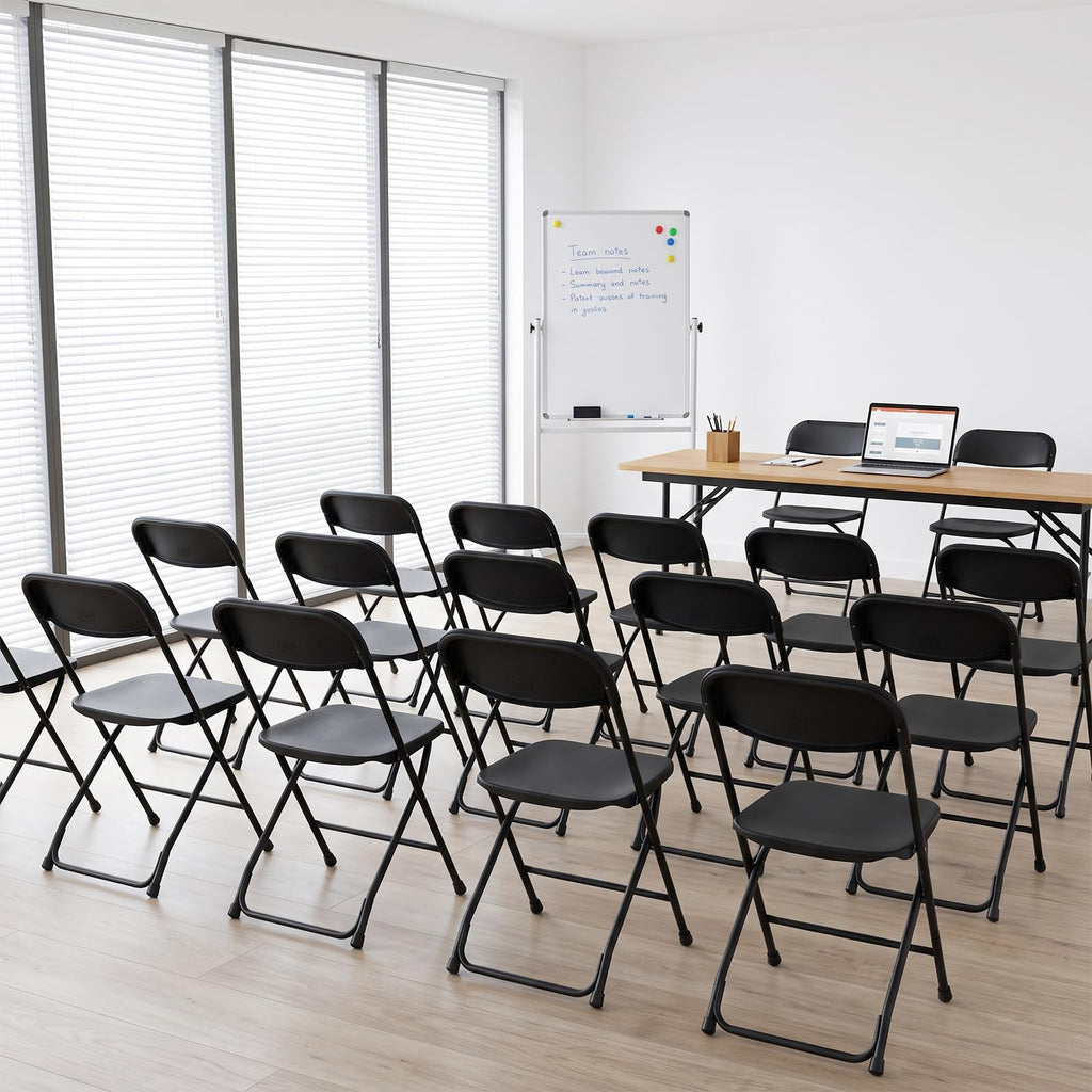 10 Pack Lightweight Stackable Plastic Folding Chairs with Steel Frame J31353
