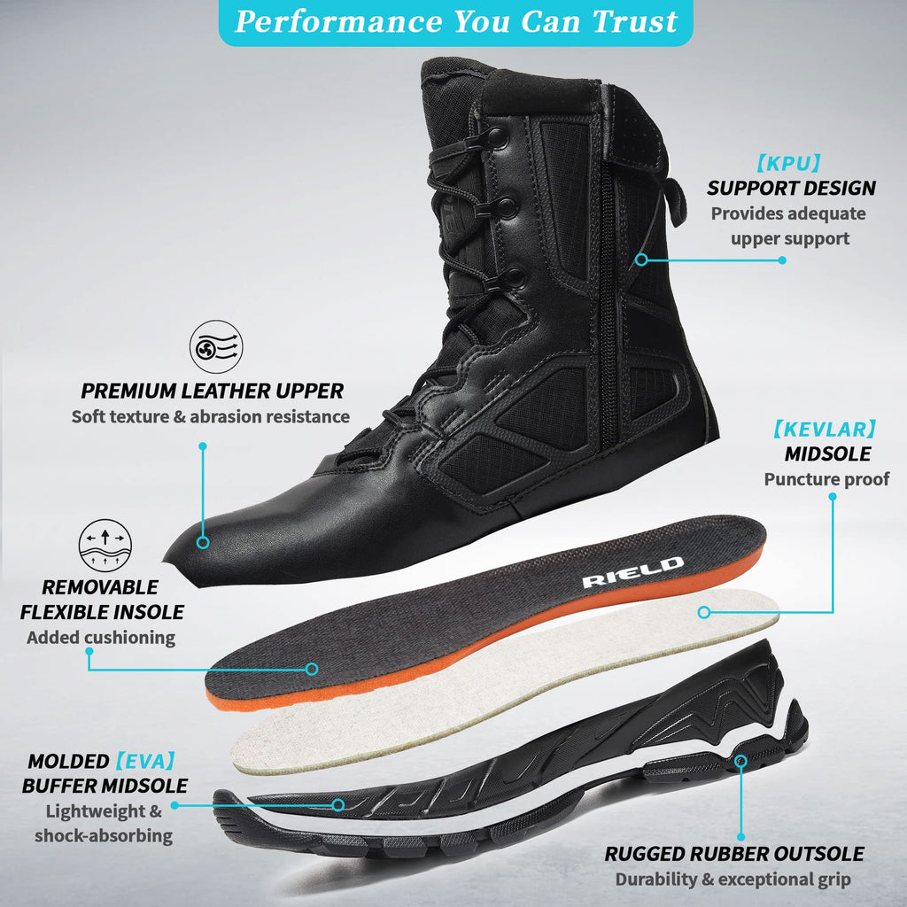Lightweight Side Zipper Tactical Work Boots D756