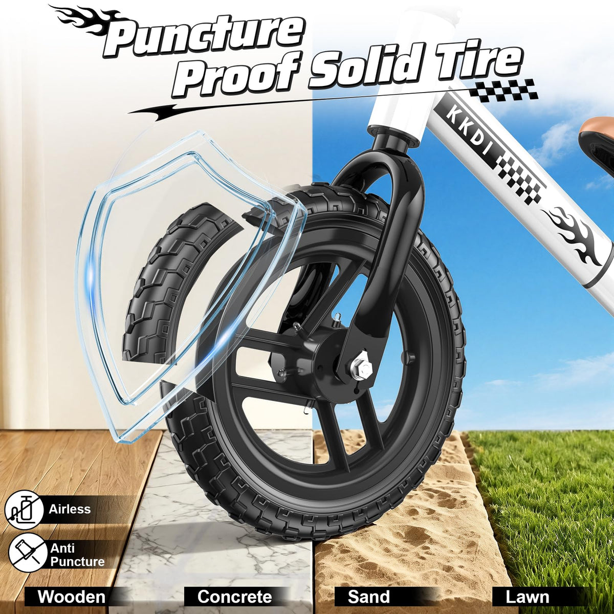 Adjustable Toddler Balance Bike with Fender and LED Tires L120906