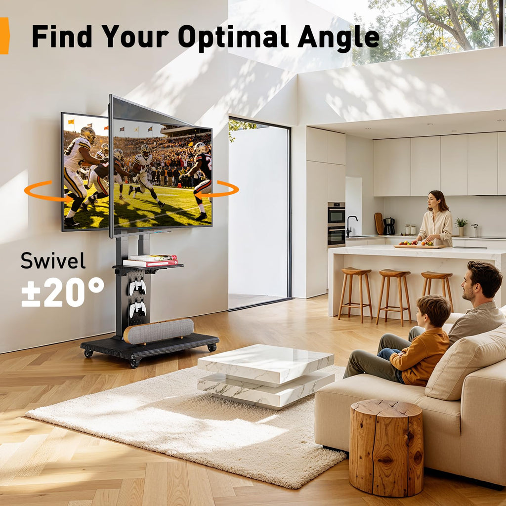Rolling TV Stand with Pegboard for 32–86 inch TVs Z626