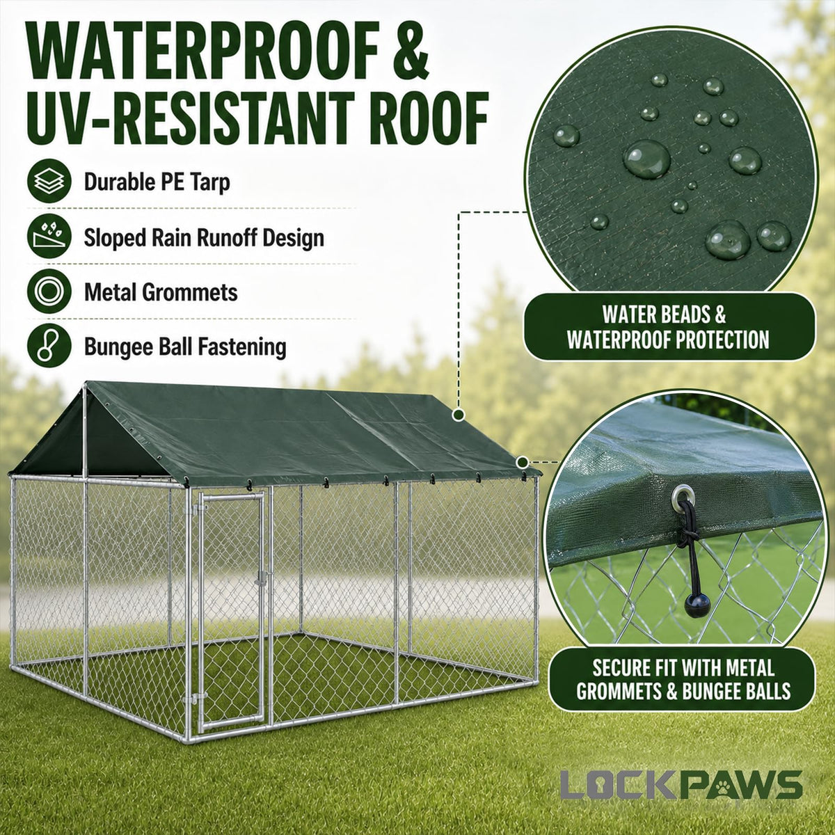 10x10FT Heavy Duty Galvanized Steel Outdoor Dog Kennel Q90979