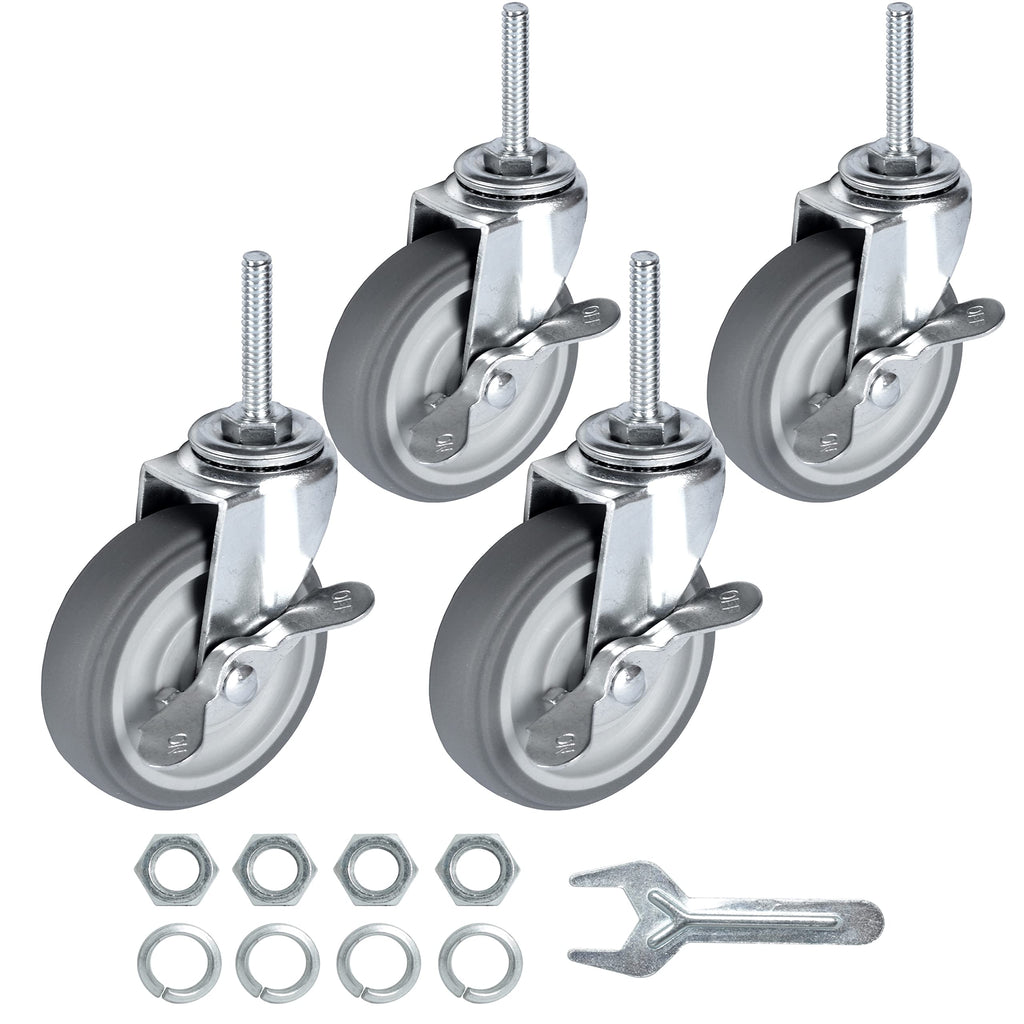 3 Inch Set of 4 Heavy Duty Swivel Rubber Caster Wheels R182
