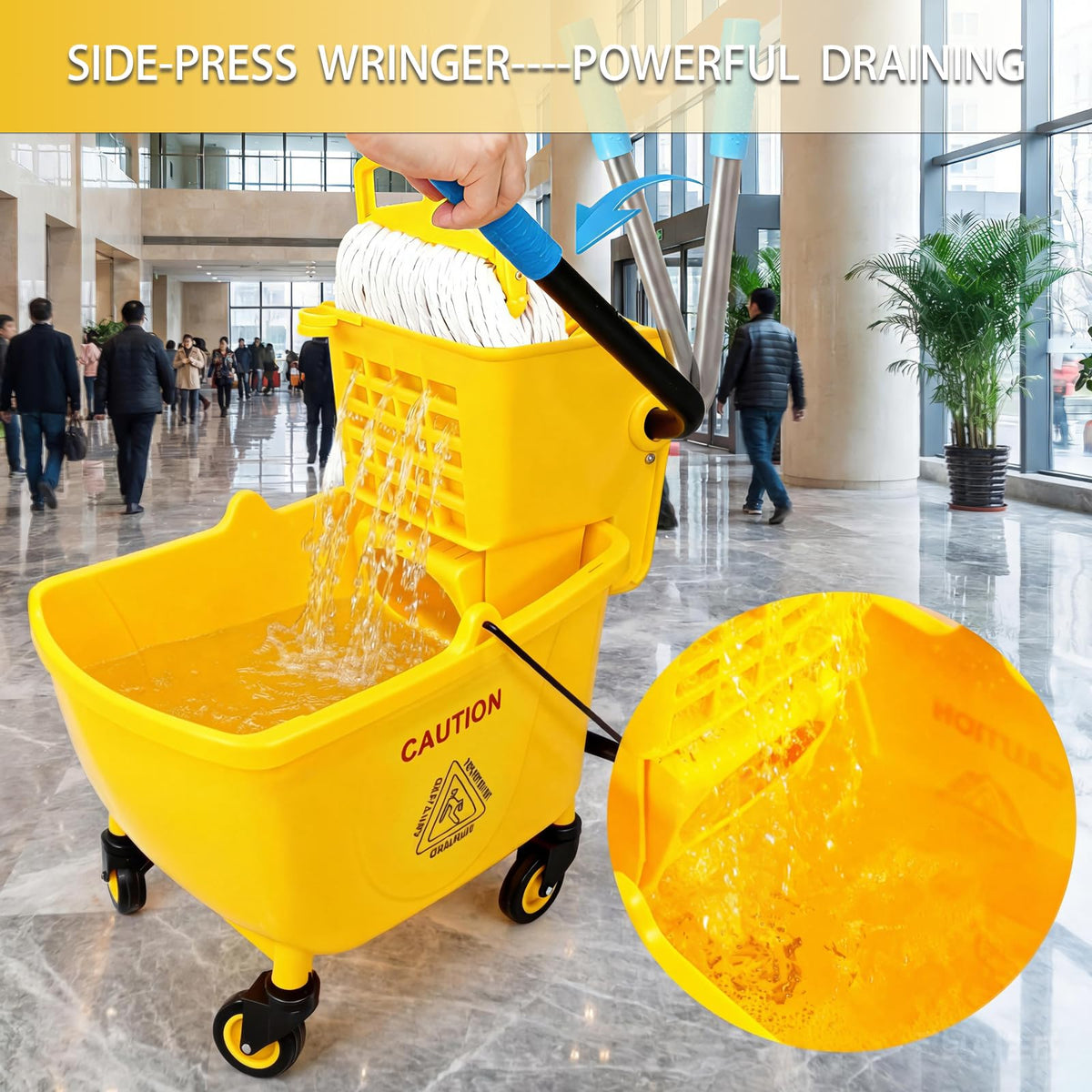 33 Qt Mop Bucket with Side-Press Wringer and Cotton Mop S958164