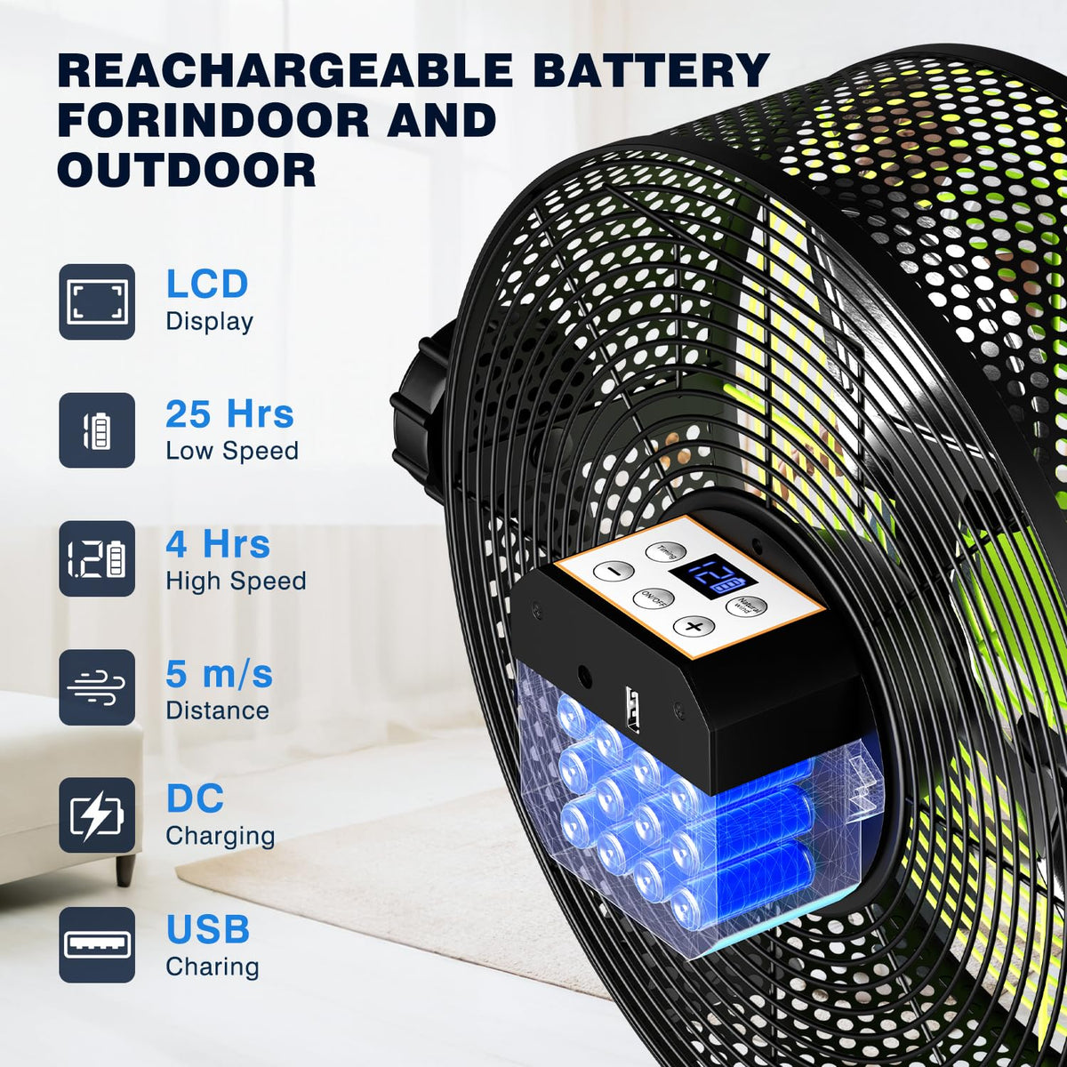 10 Inch Portable Rechargeable Floor Fan J281226