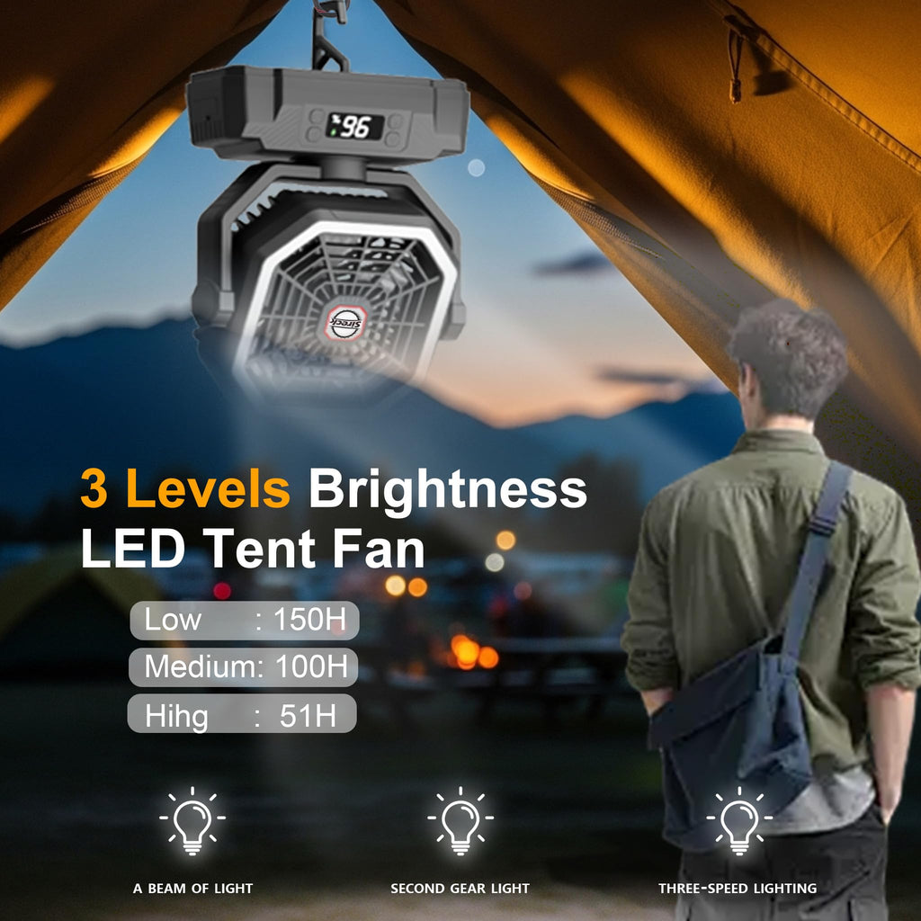Black 10-Inch 40000mAh Portable Camping Fan N91631