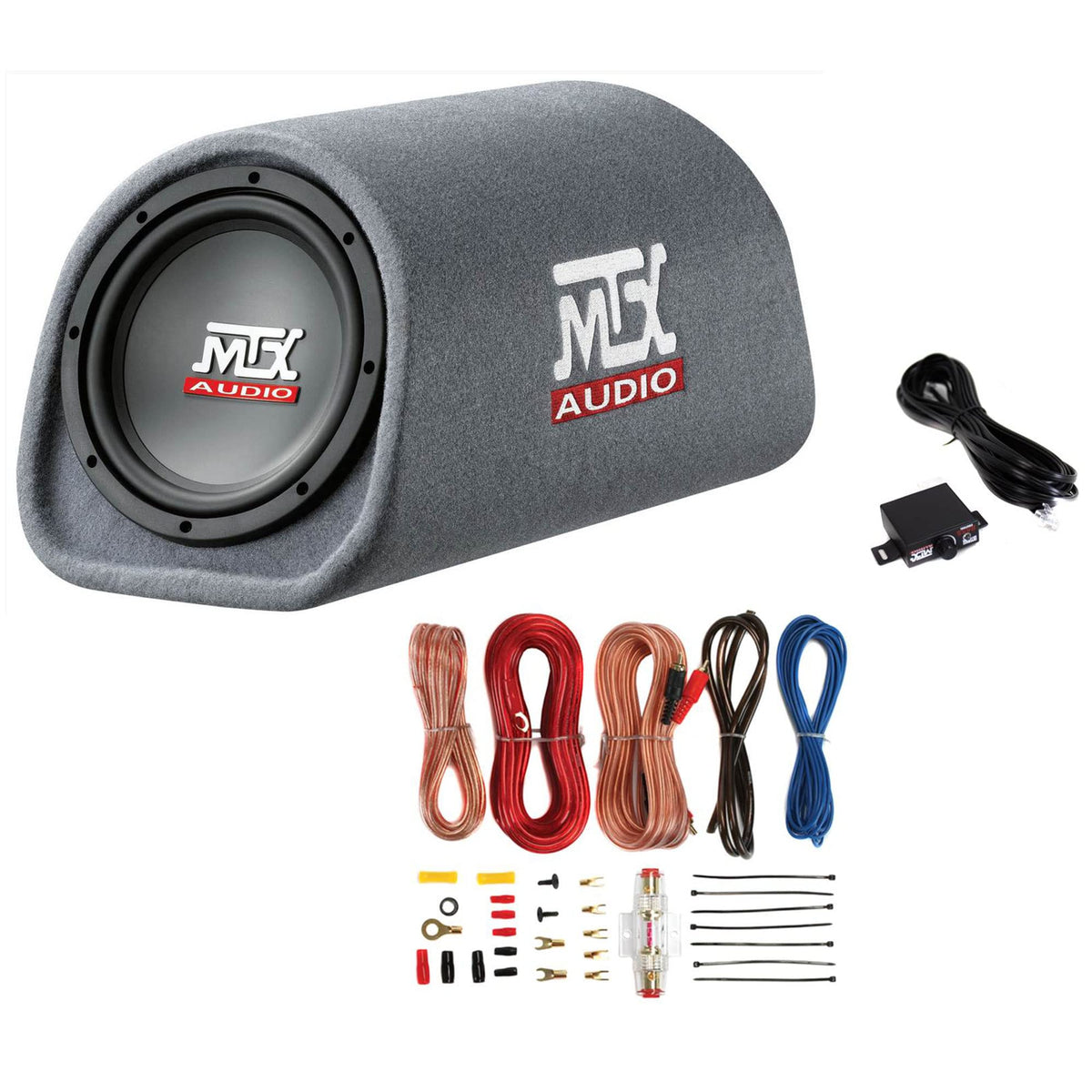 8" Amplified Vented Tube Box Subwoofer & Wiring Kit T83310