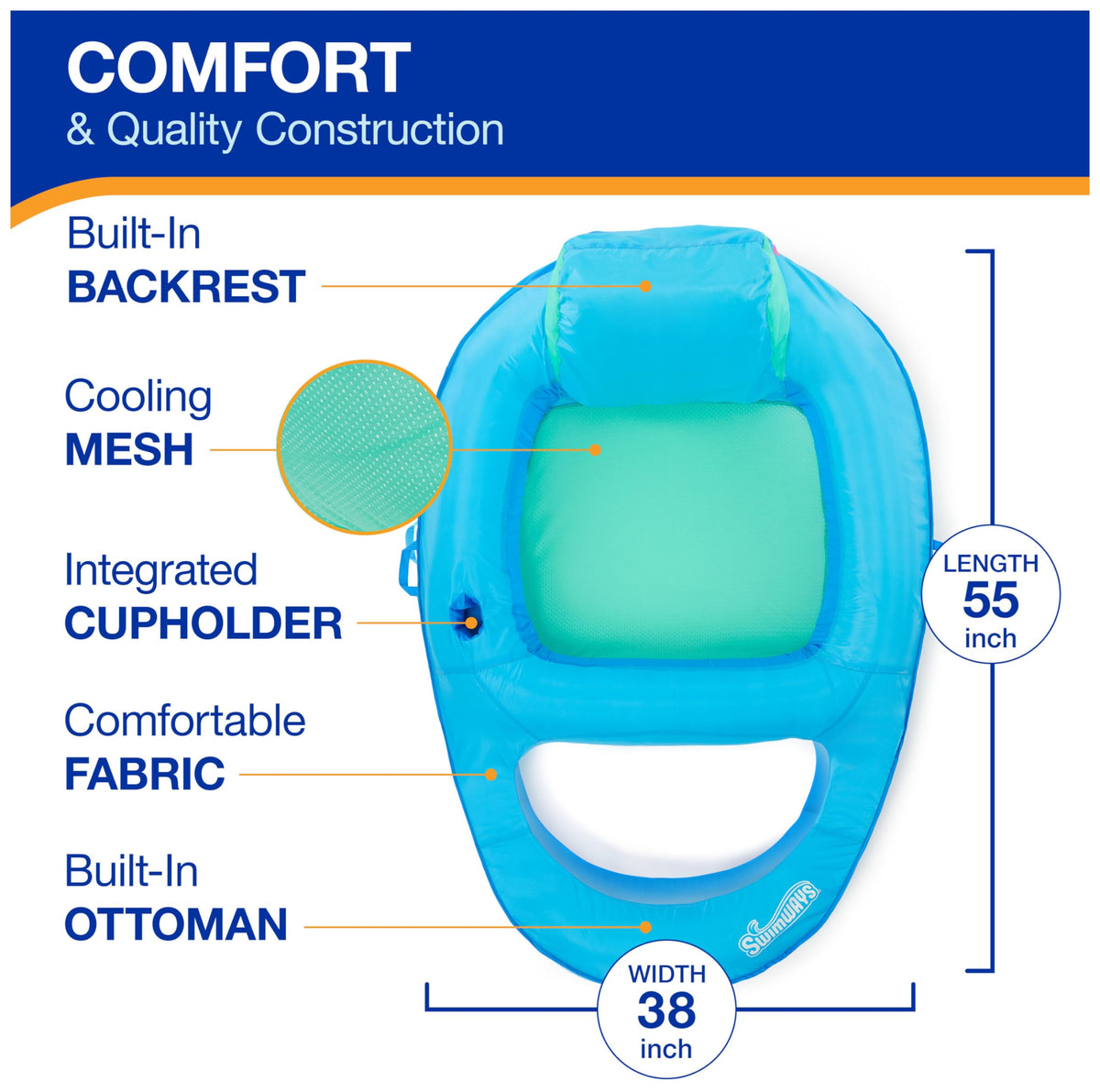 Inflatable Pool Float Chair Fits 2 Adults X113112