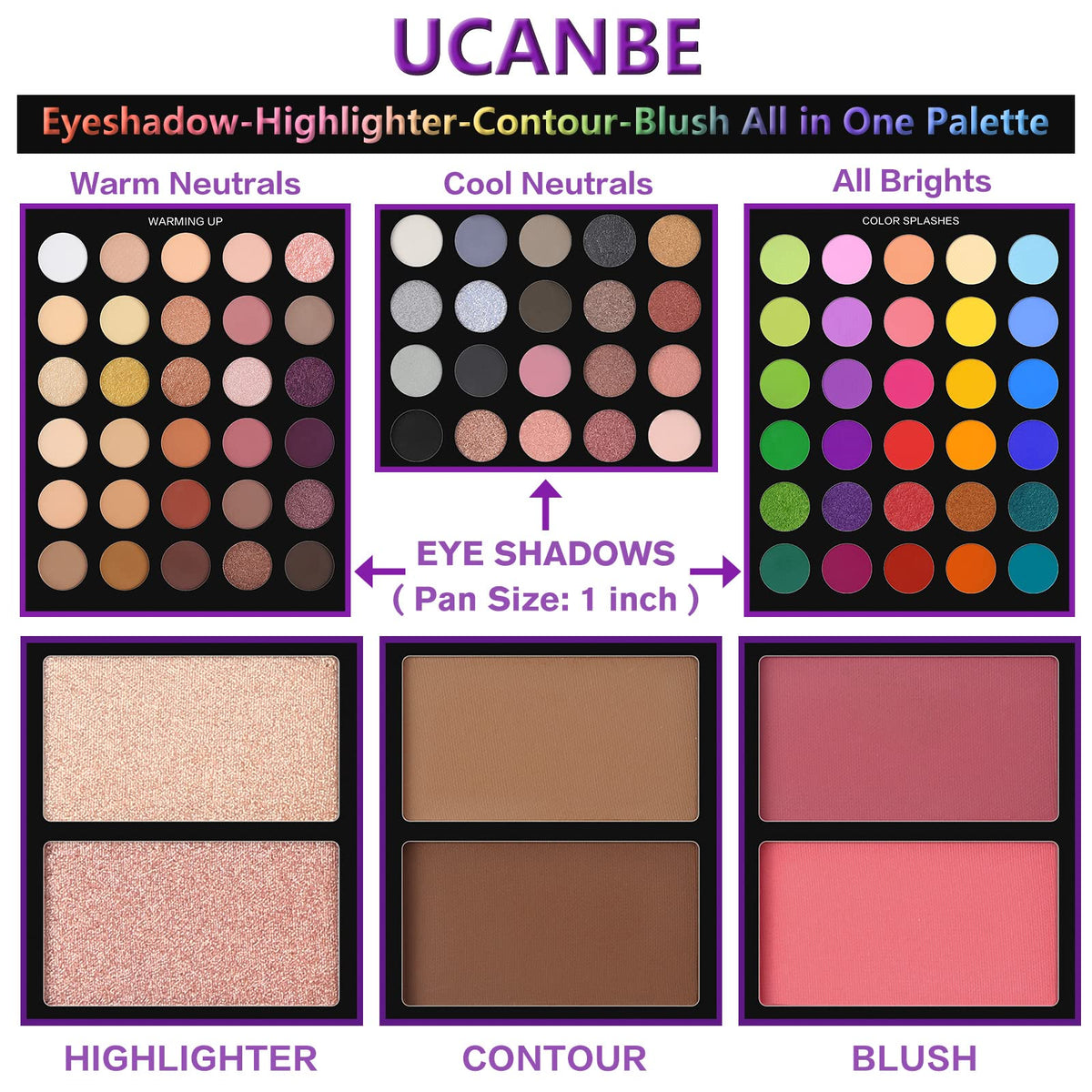 86 Colors Matte Shimmer Eyeshadow Palette with 15 Pcs Brushes D670