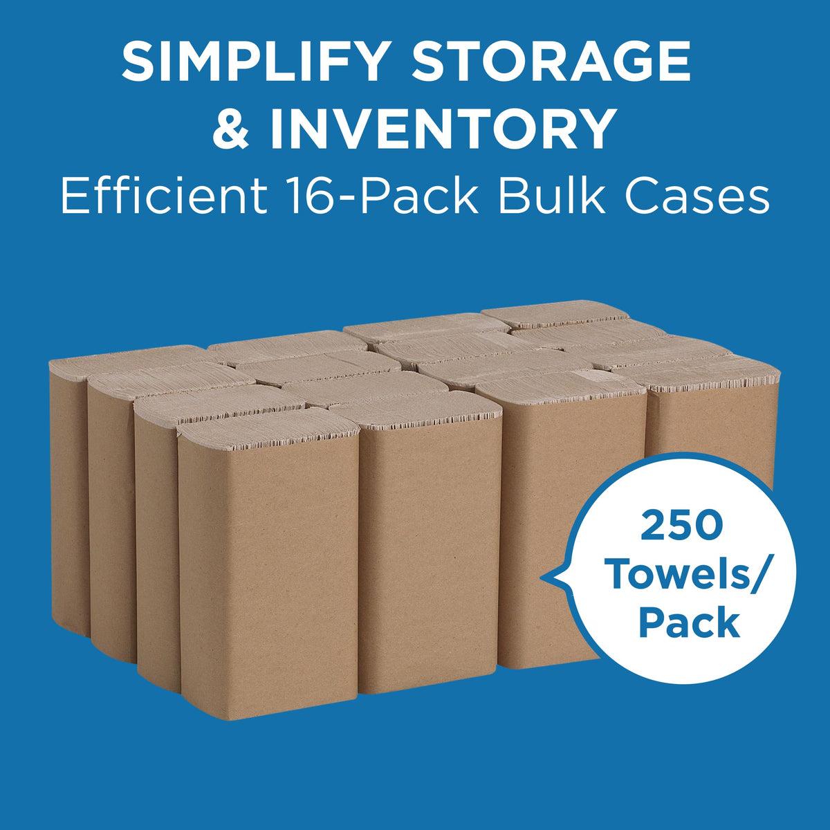 Brown 1-Ply Multifold Paper Towels, 250 Per Pack, 16 Packs H839415
