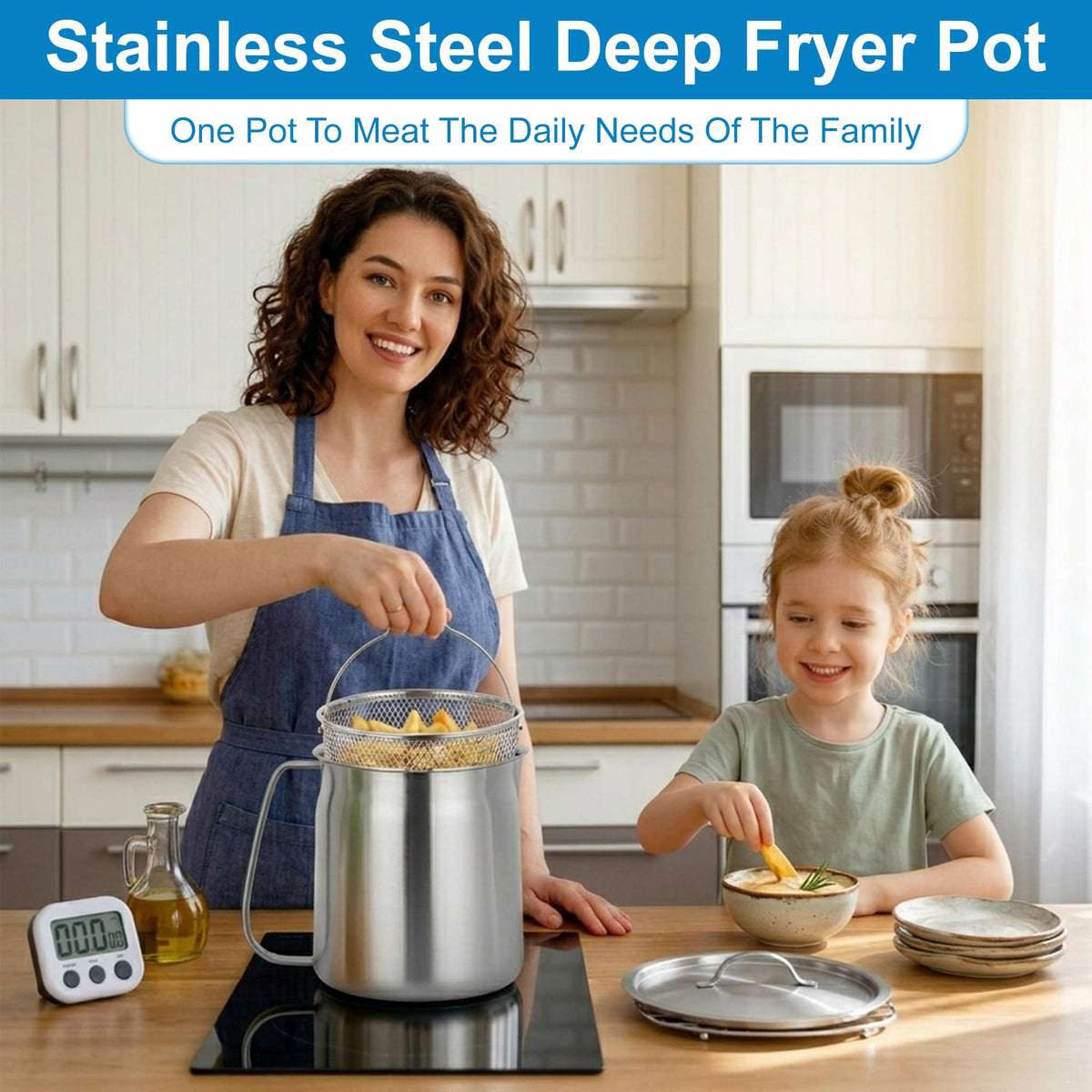 68oz Stainless Steel Oil Filter Pot with Fryer Basket W141