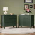 32" Dark Green 3 Drawer Nightstand Set of 2 V45677