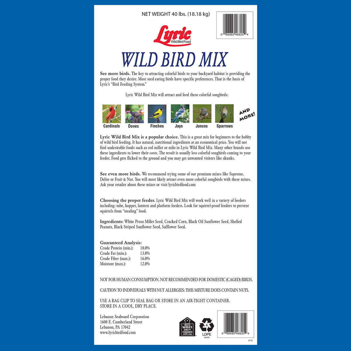 Wild Bird Seed with Nuts and Sunflower Seeds, 20 lb. and 40 lb. Bags E22592