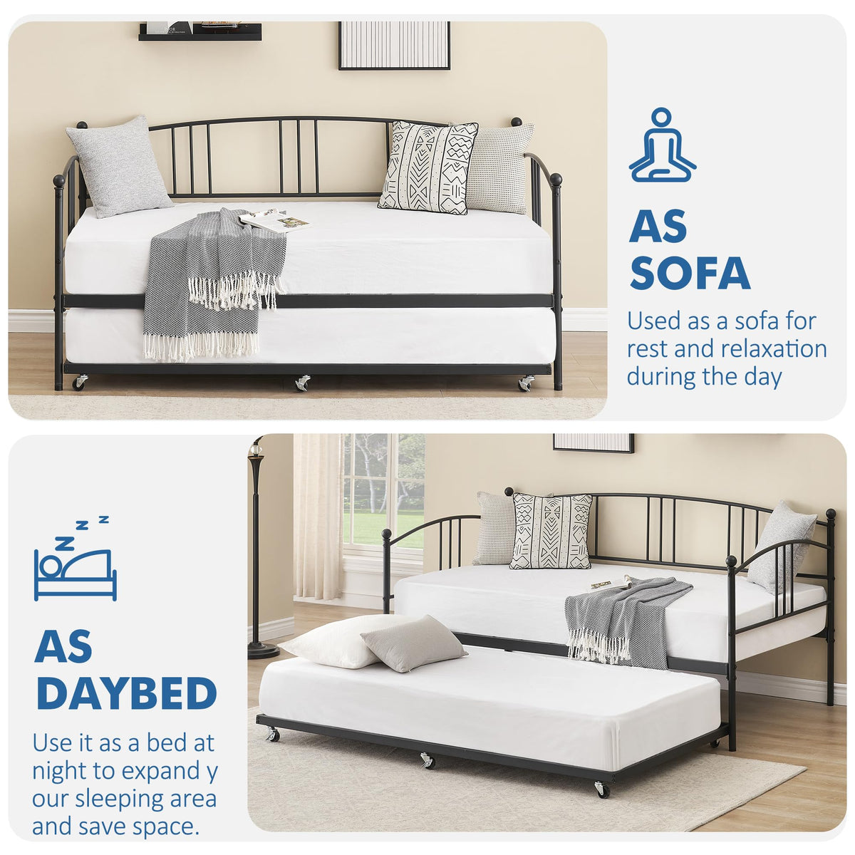 Twin Metal Daybed with Trundle B72183