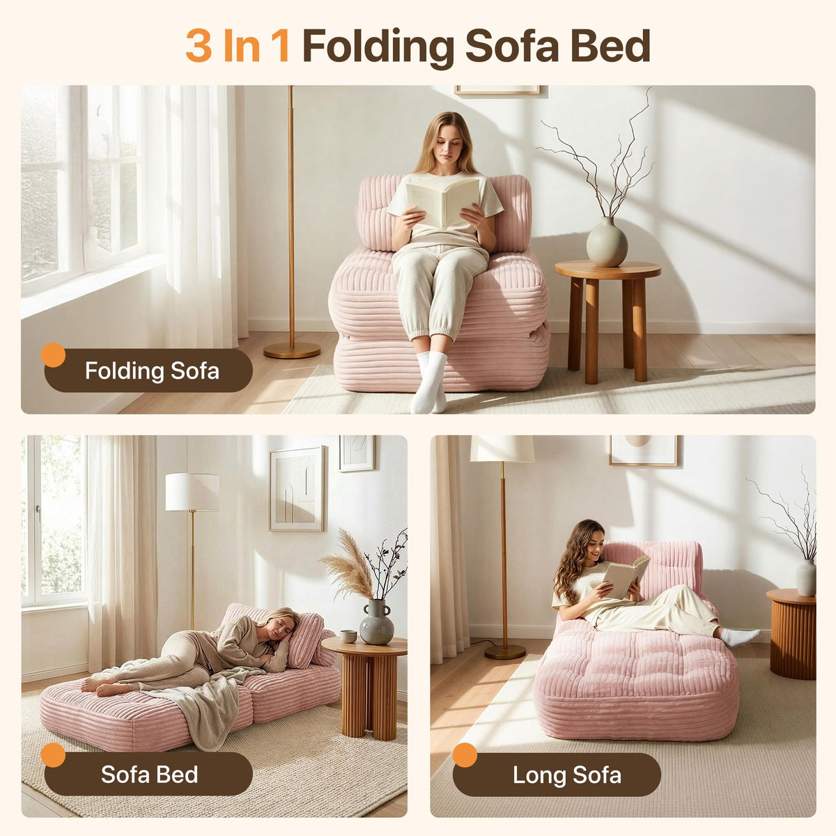 Pink Folding Sofa Bed B931854