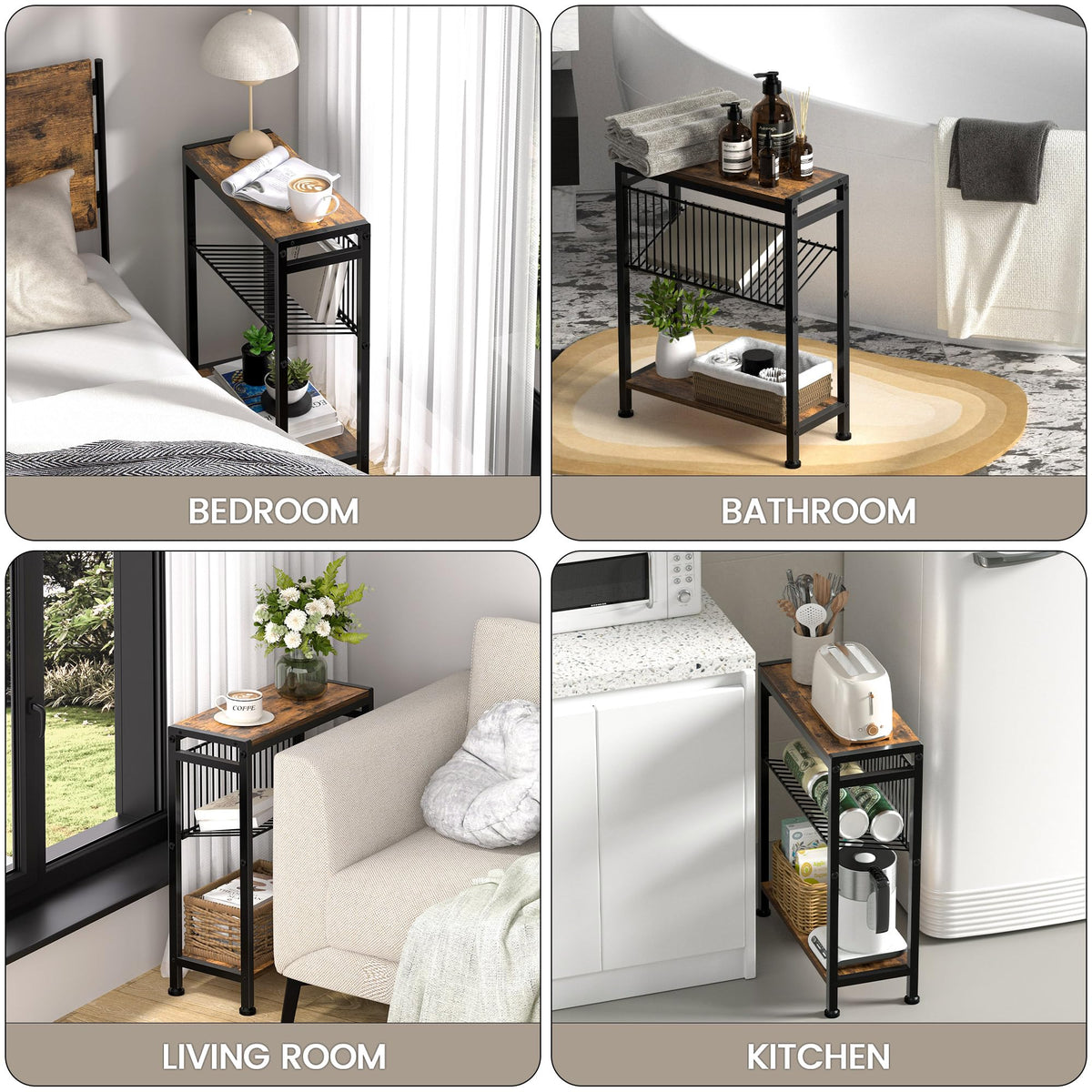 3-Tier Narrow Side Table Set of 2 Y603