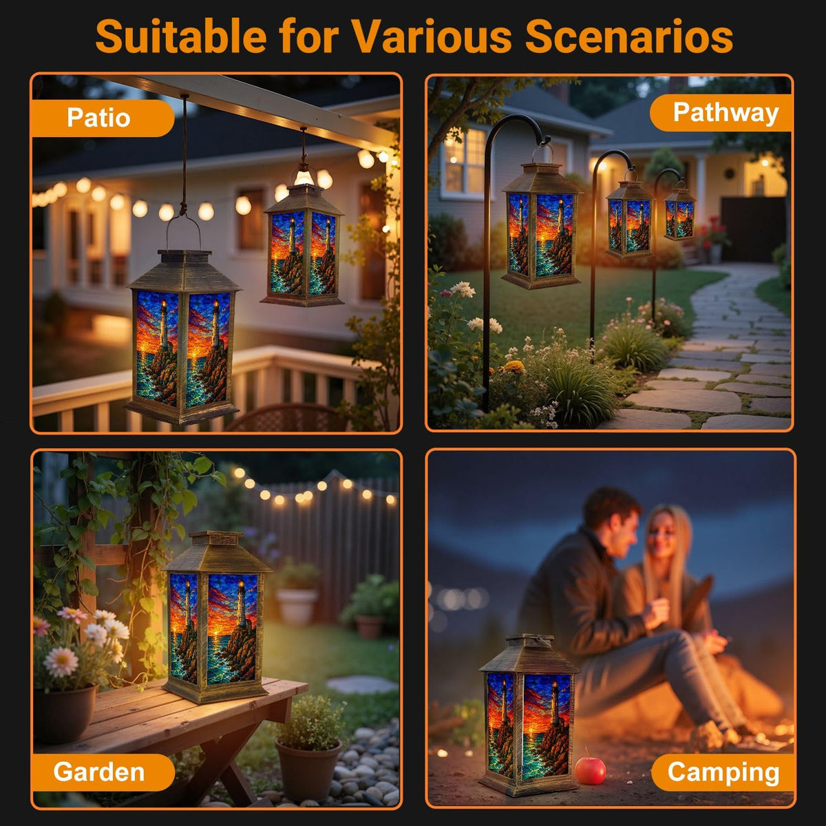 Waterproof Mosaic LED Solar Lantern S7087