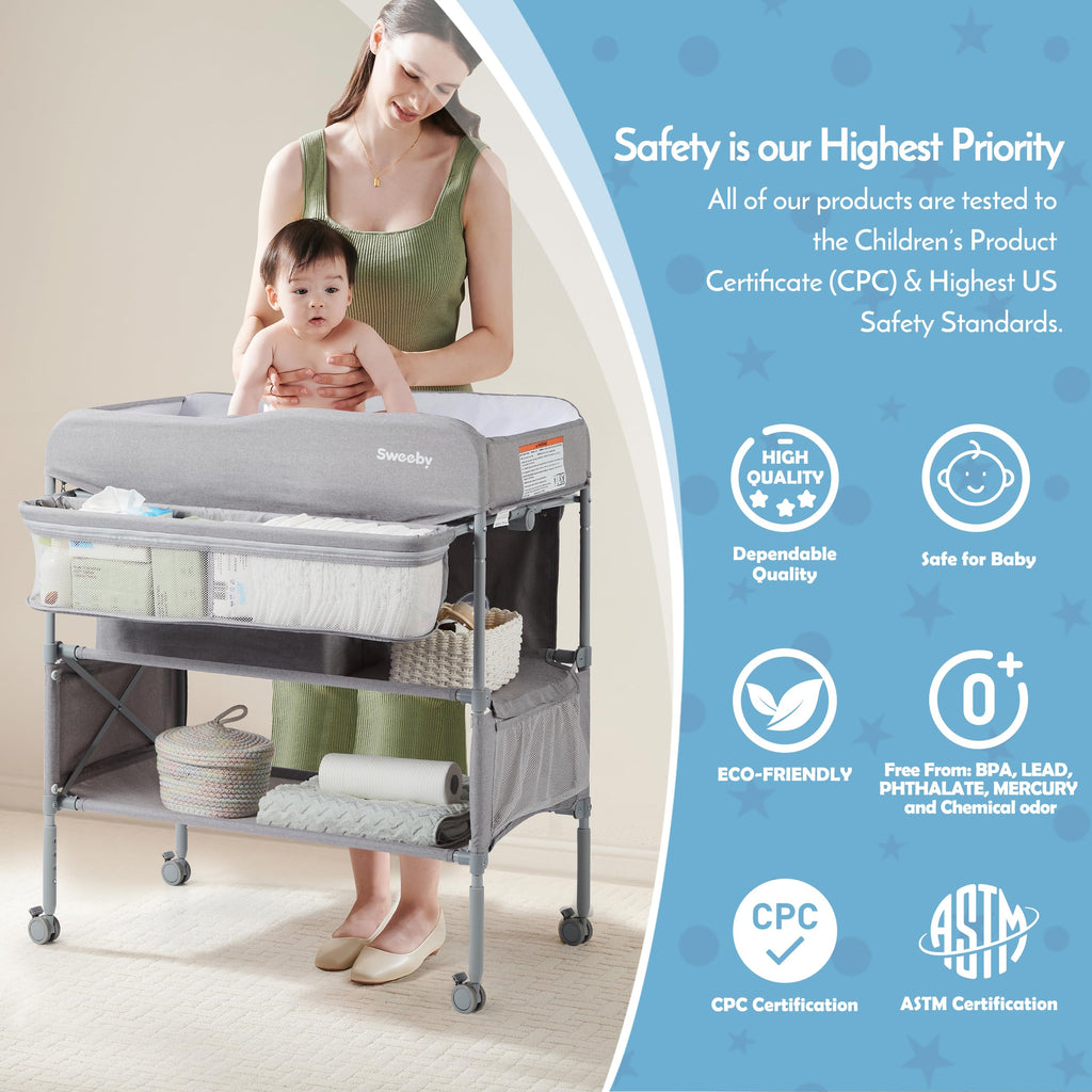 Portable Baby Changing Table with Waterproof Pad M819