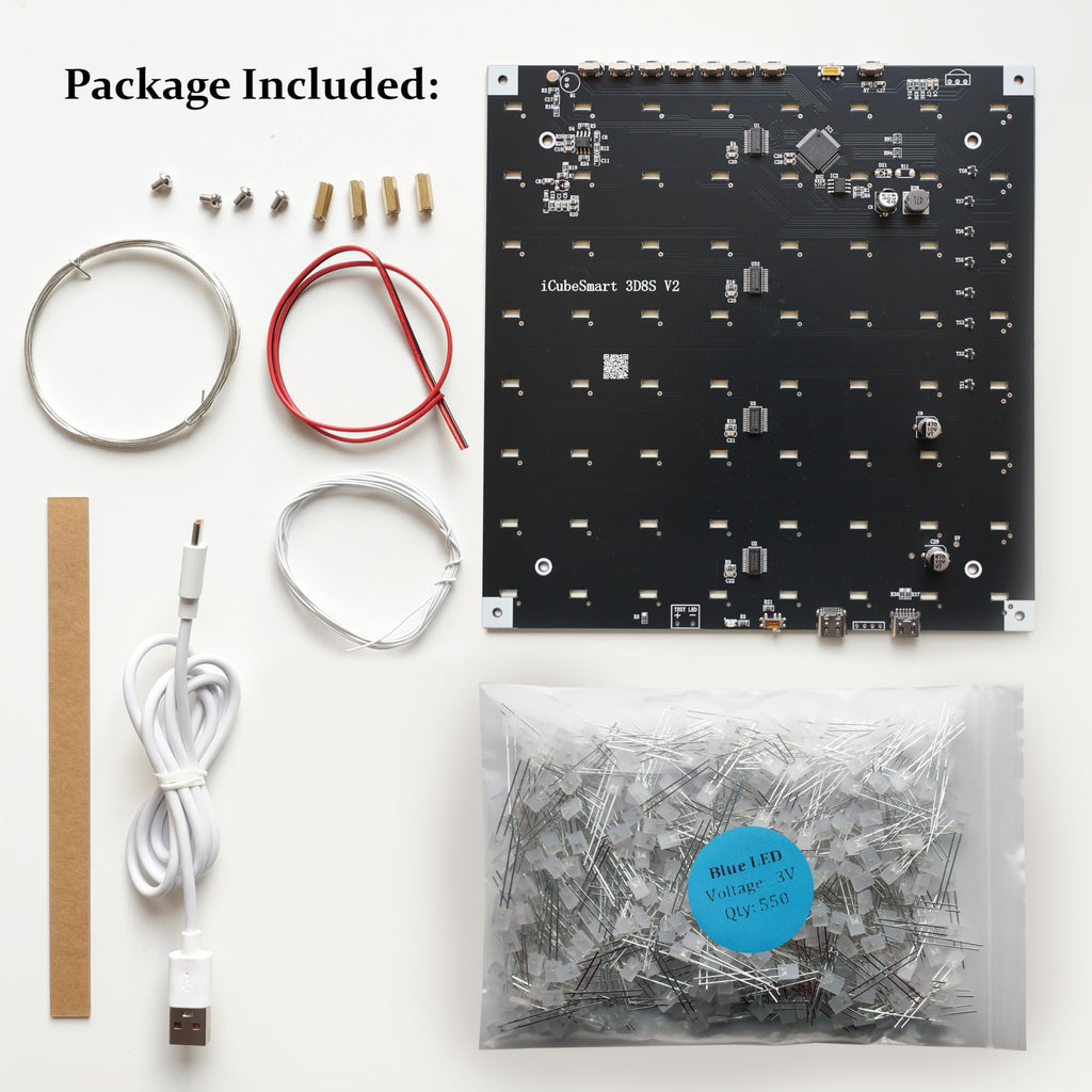 3D Led Cube DIY Electronics Kit 8x8x8 Led Cube DIY Soldering Project Kit W26193