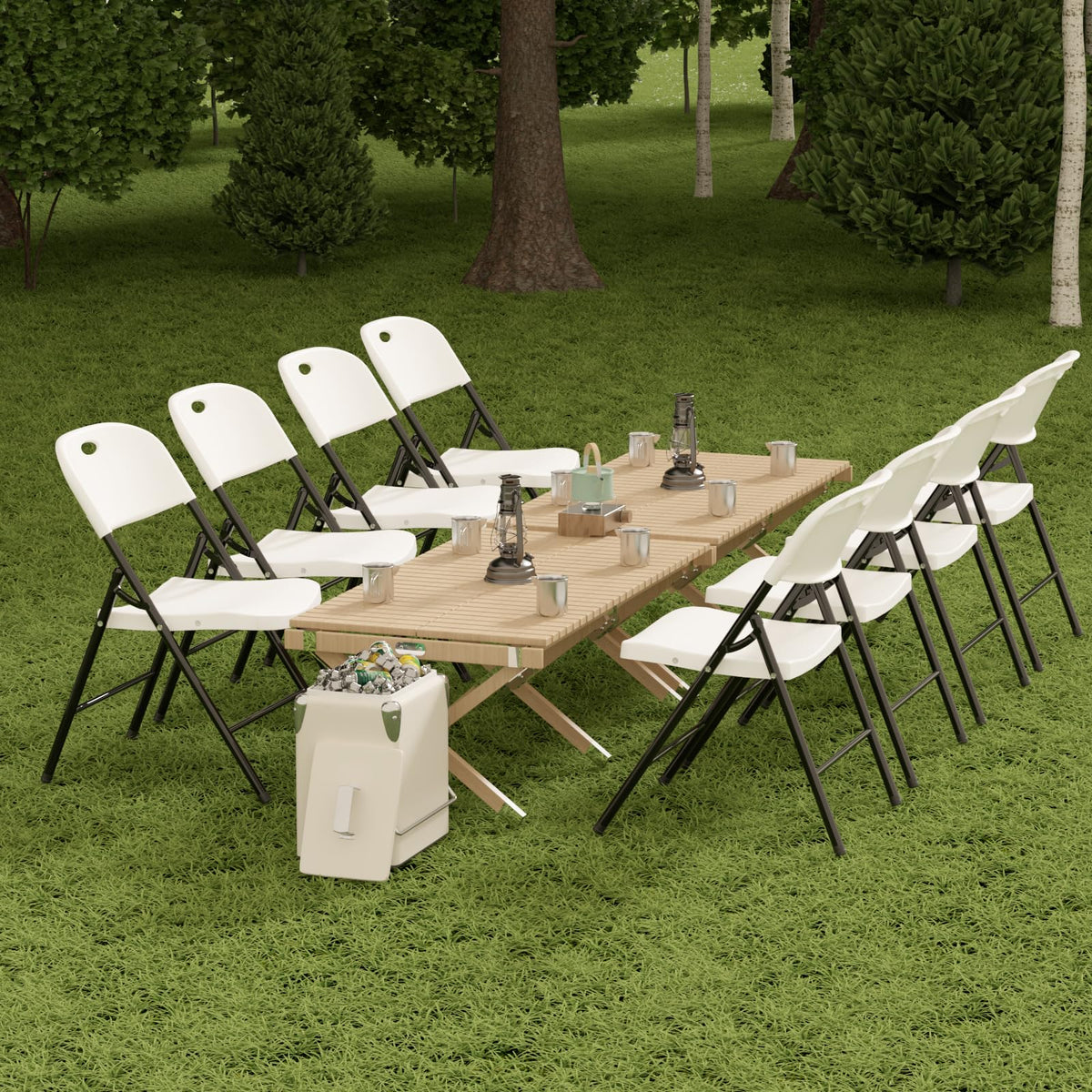 Heavy Duty Plastic Folding Chair with Reinforced Steel Frame V733