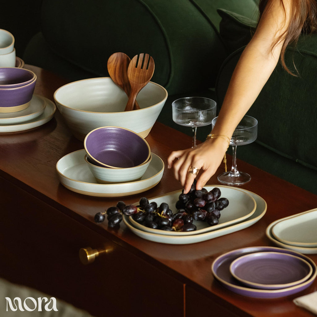 Ceramic Pasta Plate Wide Bowls Set of 4 L240083