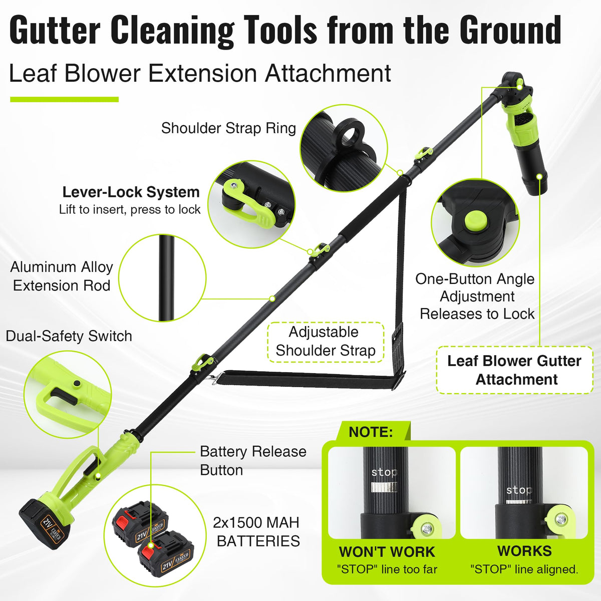 Cordless Leaf Blower with 2 Batteries 21V, 580CFM/180MPH Y111690