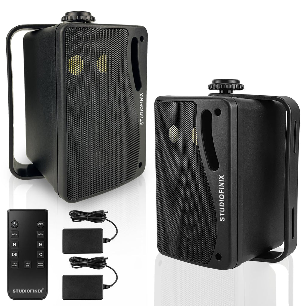 3.5 Inch Indoor Outdoor Wall Mounted Bluetooth Speakers, 200W 3-Way Waterproof, Black, 2 Pack X8881