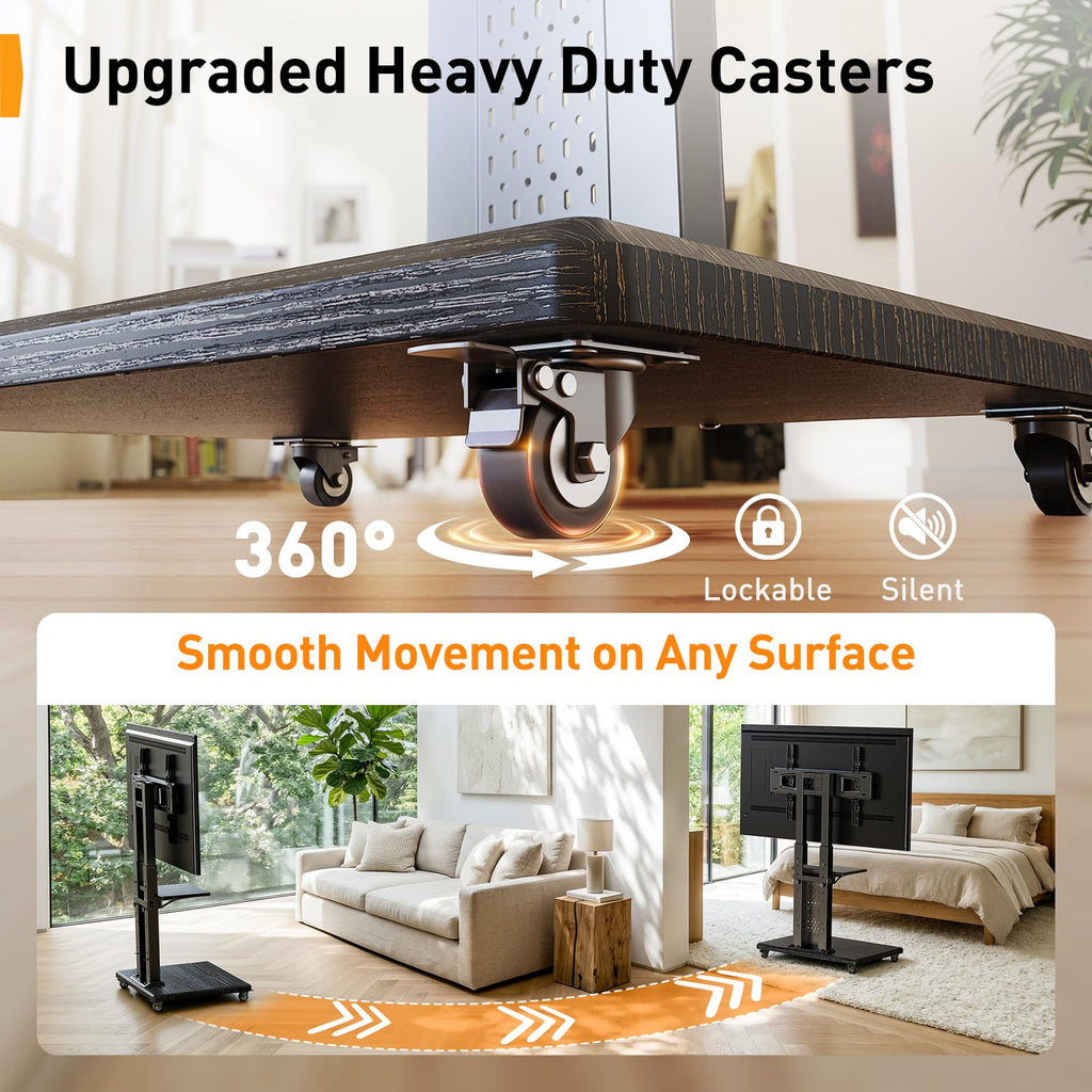 Rolling TV Stand with Pegboard for 32–86 inch TVs Z626